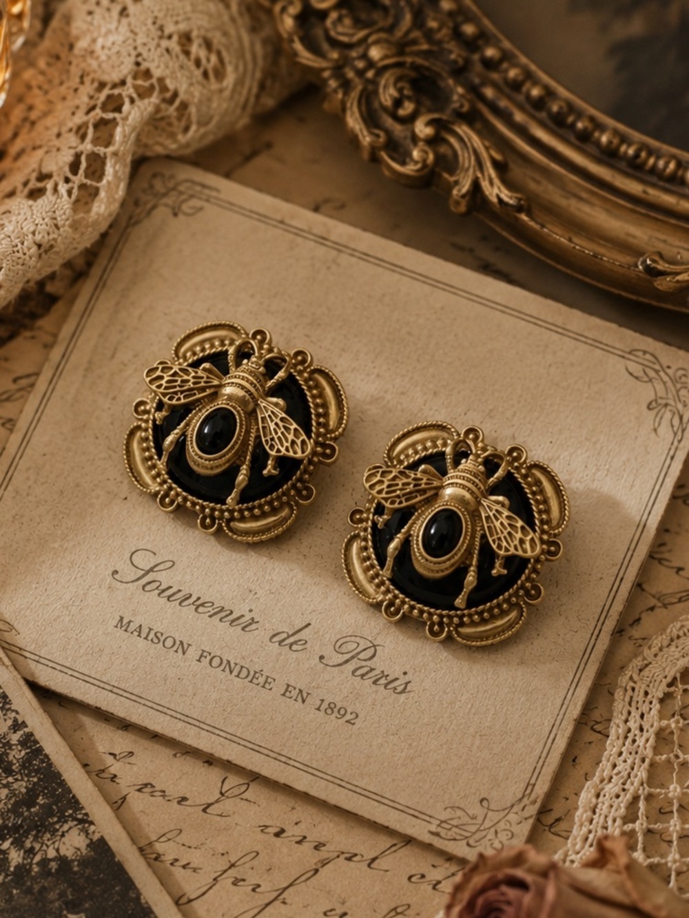 Revival Gold Filigree Bee Earrings